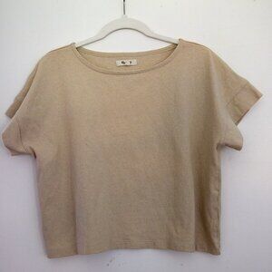 Madewell cap sleeve cropped tan tee M